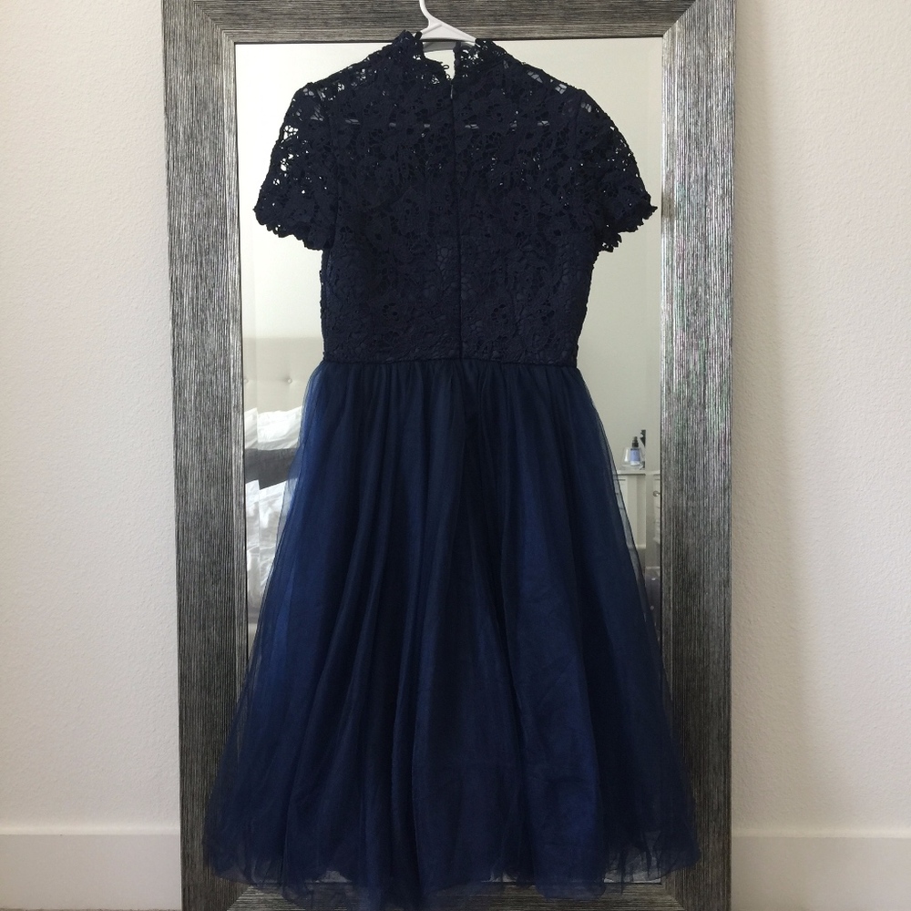 Chi Chi London High Neck Lace Midi Dress With Tull - Picture 8 of 8